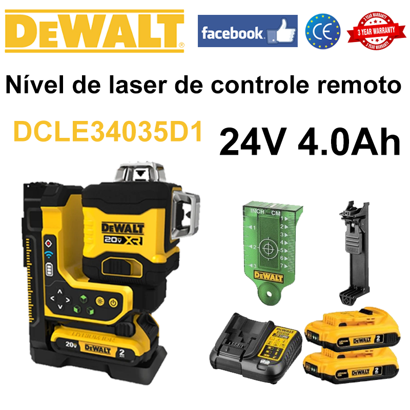 Nivel láser DeWalt + batería * 2 + cargador + lente objetivo láser + soporte